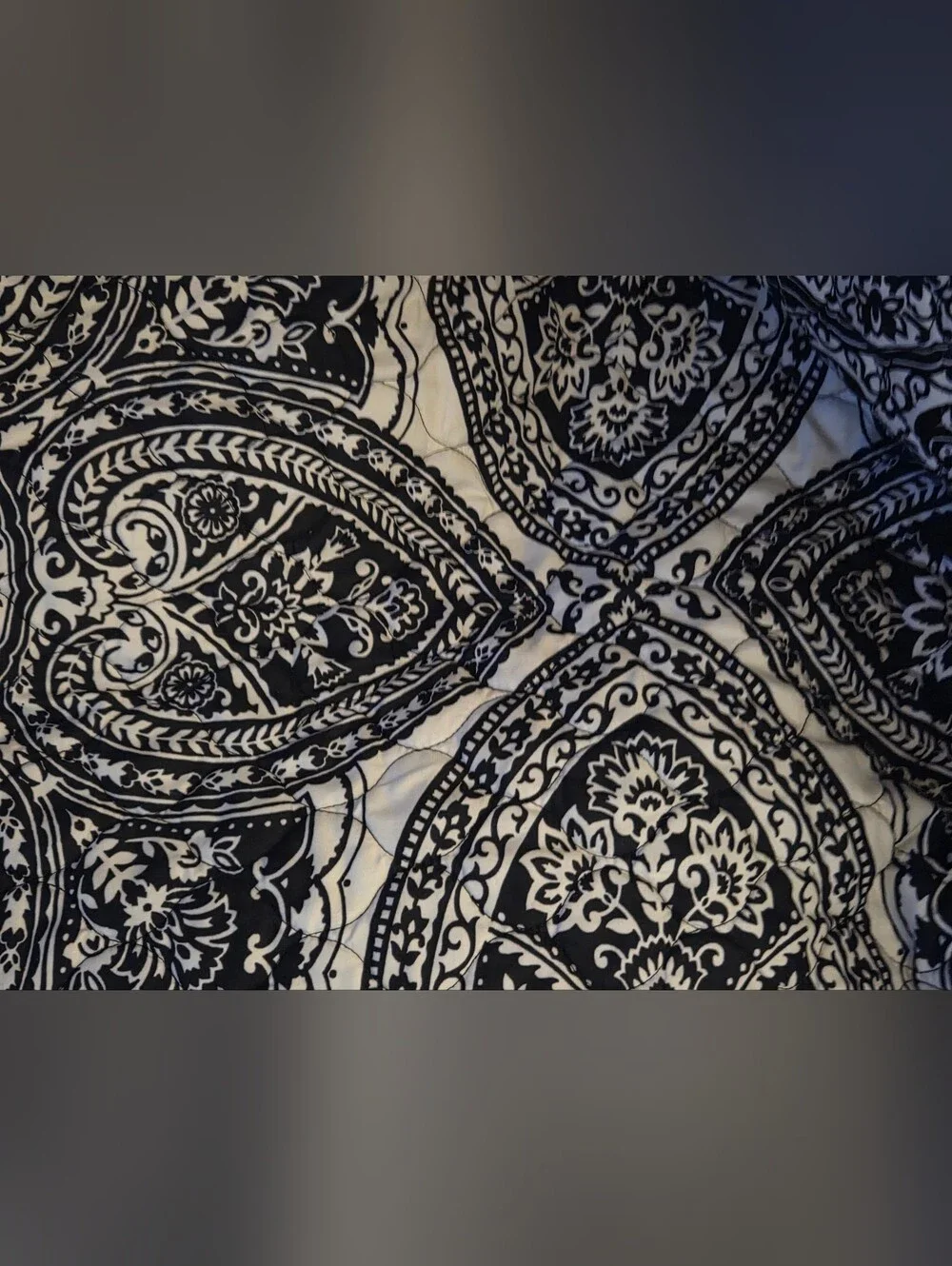 Black and White Paisley Quilted Coverlet